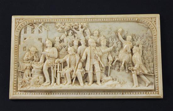 An early 20th century German ivory plaque, 3 x 5.25in., unframed